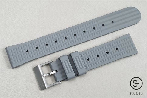 Bracelet montre caoutchouc FKM SELECT-HEURE Waffle ("Gaufré") Gris, montage pompes rapides (interchangeable)