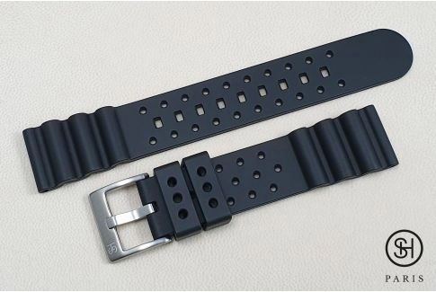 Black Diver SELECT-HEURE FKM rubber watch strap, quick release spring bars (interchangeable)