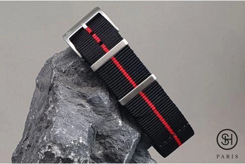 Bracelet montre nylon Marine Nationale SELECT-HEURE Noir Rouge