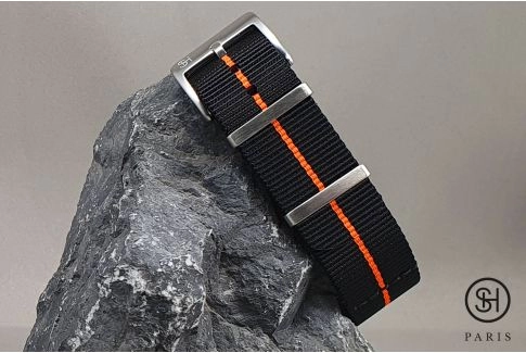 Bracelet montre nylon Marine Nationale SELECT-HEURE Noir Orange