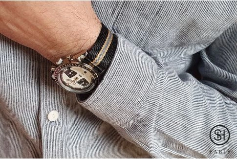 Bracelet montre Nylon Sergé SELECT-HEURE ajustable Noir Gris Sable