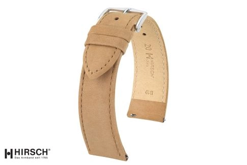 Beige Osiris HIRSCH watch bracelet for women, nubuck effect leather