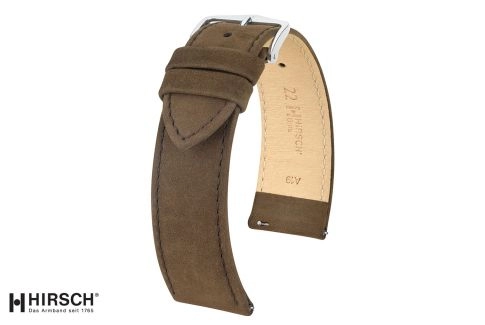 Brown Osiris HIRSCH watch bracelet for women, nubuck effect leather