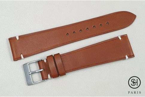 Gold Calfskin SELECT-HEURE watch strap, chic vintage model, French baranil leather