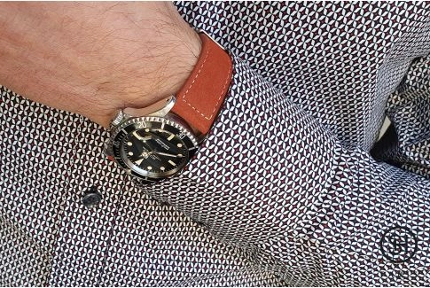 Bracelet montre cuir Suede SELECT-HEURE Terre Battue avec pompes rapides (interchangeable)