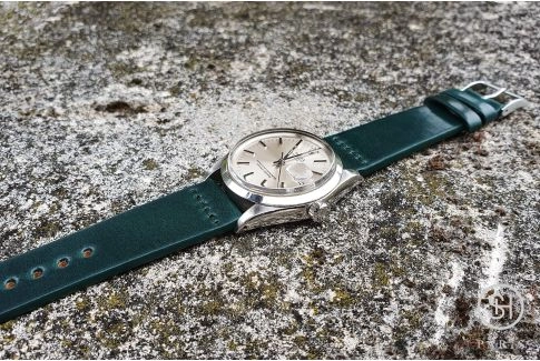 Bracelet montre cuir Horween Shell Cordovan SELECT-HEURE Vert (fait main)