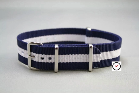 Bracelet nylon NATO Bleu Navy Blanc