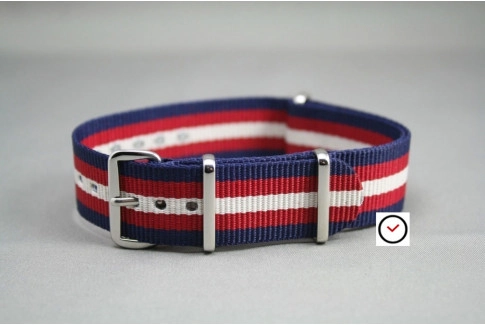 Navy Blue Red Off-White NATO watch strap (nylon)