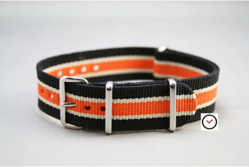 Black White Orange G10 NATO strap (nylon)