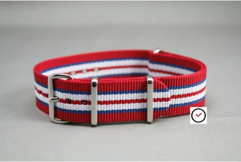 Red Blue White NATO watch strap (nylon)