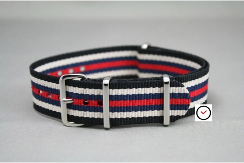 Bracelet nylon NATO Noir Blanc Bleu Navy Rouge