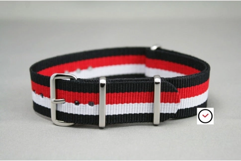 Black White Red NATO watch strap (nylon)