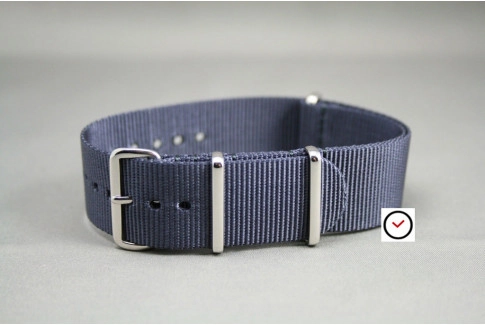 Blue Grey G10 NATO strap, polished buckle and loops