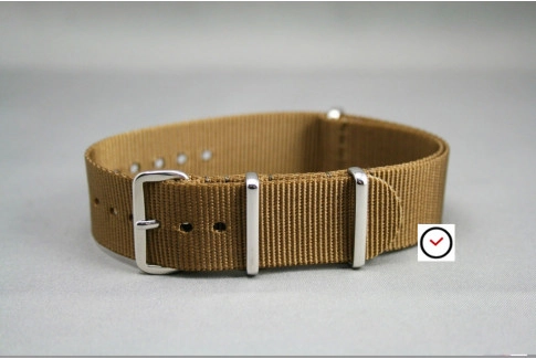 Gold Brown G10 NATO strap, polished buckle and loops