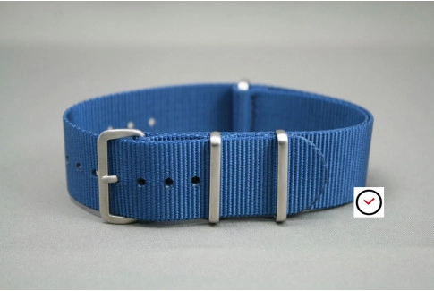 Bracelet nylon NATO Bleu, boucle brossée
