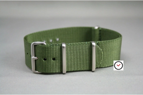 Military Green G10 NATO strap, brushed buckle and loops