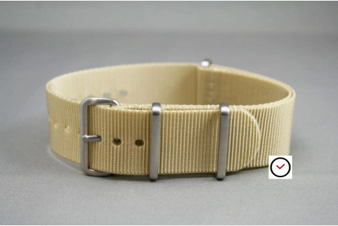 Sandy Beige G10 NATO strap, brushed buckle and loops