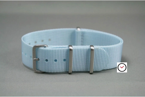 Light Blue G10 NATO strap, brushed buckle and loops