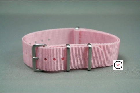 Light Pink G10 NATO strap, brushed buckle and loops