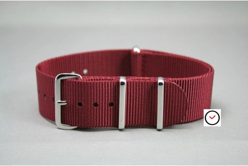 Burgundy Red G10 NATO strap, polished buckle and loops