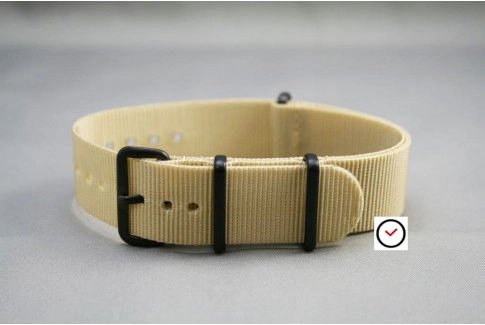 Sandy Beige G10 NATO strap, PVD buckle and loops (black)