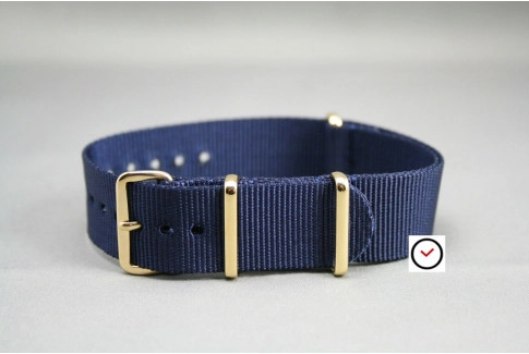 Night Blue G10 NATO strap, gold buckle and loops