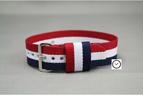 Blue White Red (French Flag) US Military nylon watch strap