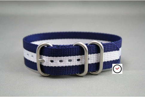 Bracelet nylon ZULU Bleu Navy Blanc