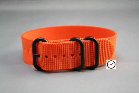 Orange ZULU nylon strap, PVD buckle and loops (black)