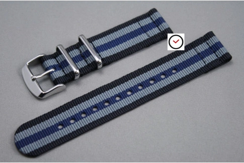 Bracelet montre NATO 2 pièces Bond Noir Gris Bleu