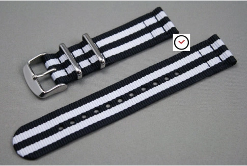 Black White James Bond 2 pieces NATO strap (nylon)