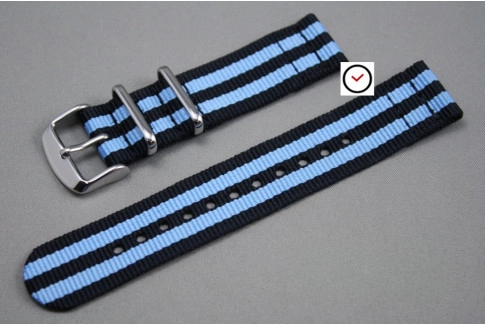 Black Blue James Bond 2 pieces NATO strap (nylon)