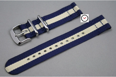 Bracelet montre NATO 2 pièces Bleu Navy Sable
