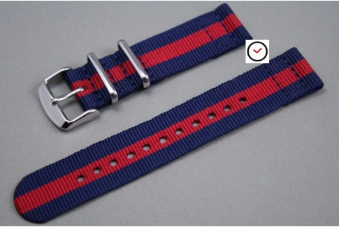 Navy Blue Red 2 pieces NATO strap (nylon)