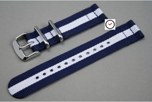 Bracelet montre NATO 2 pièces Bleu Navy Blanc