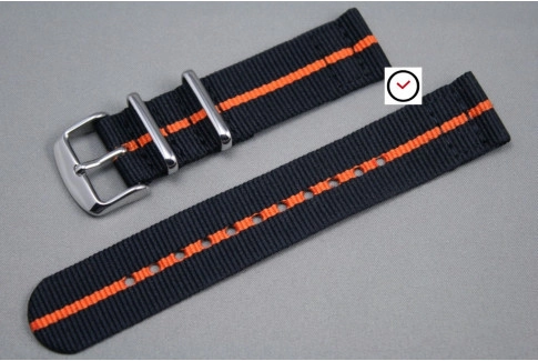 Black Orange 2 pieces NATO strap (nylon)