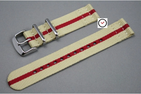Bracelet montre NATO 2 pièces Sable liseré Rouge
