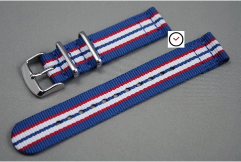 Bracelet montre NATO 2 pièces Bleu Rouge Blanc