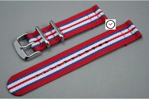Red Blue White 2 pieces NATO watch strap (nylon)