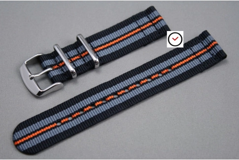 Black Grey Orange 2 pieces NATO strap (nylon)