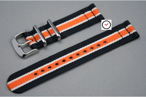 Bracelet montre NATO 2 pièces Noir Blanc Orange