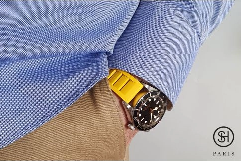 Yellow Technical SELECT-HEURE FKM rubber watch strap, quick release spring bars (interchangeable)