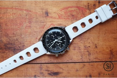 Bracelet montre caoutchouc FKM SELECT-HEURE Racing Blanc (dit aussi "Tropic"), montage pompes rapides (interchangeable)