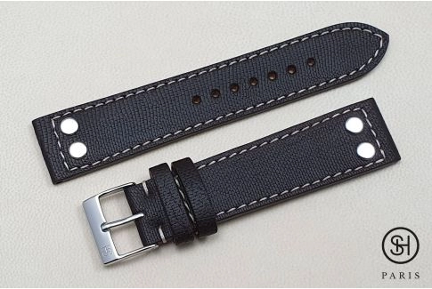 Dark Brown Pilot SELECT-HEURE leather watch strap, hand-made in Italy