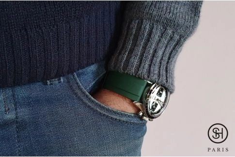 Bracelet montre caoutchouc FKM SELECT-HEURE Sport Vert, montage pompes rapides (interchangeable)