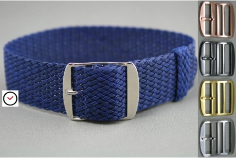 Bracelet montre Perlon tressé Bleu Marine
