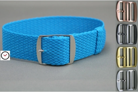Bracelet montre Perlon tressé Bleu Caraïbes