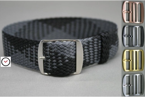 Grey Black braided Perlon watch strap