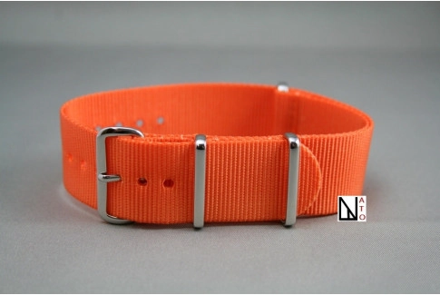 Bracelet nylon NATO Orange, boucle polie