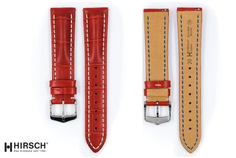 Red Louisiana Alligator Capitano HIRSCH watch band, Water-Resistant